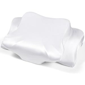 Satin Pillowcase for Cervical Pillows, (Cover Only) Fit for Orthopedic Neck Support Pillow, Silky Smooth Pillowcase Cover with Zipper Closure (White)