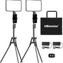 UBeesize 2 Pack LED Video Light Kit, Photography Lighting, 13" Studio Lights with 65" Tripod Stand and Phone Holders, Podcast Lighting for Video Recording,Tiktok,YouTube
