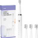 Y-Kelin V-Shaped Orthodontic Electric Toothbrush for Braces, Sonic Toothbrush with 2 Concave Replacement Heads and 2 Convex Replacement Heads, Soft Bristle, 5 Modes IPX7 Waterproof (White)