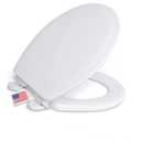 Centoco Round Toilet Seat, Heavy-Duty Wood Core with Plastic Scratch-Resistant Finish, Soft Close, Made in the USA, DSAMAZ7SC-301, Crane White (Cotton/Bright)