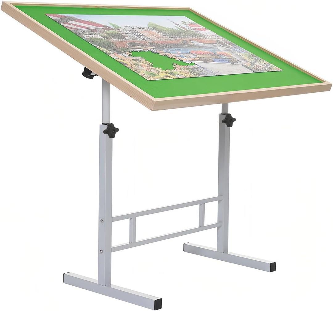 Puzzle Table 1500 Pieces Wooden Jigsaw Puzzle Table with Legs Height Adjustable & Angled Tiltable Puzzle Tables for Adults Folding Puzzle Board, 37.8 inches x 26.5 inches x 2.36 inches