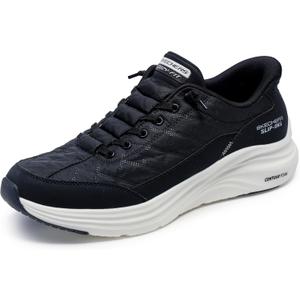 Skechers Men's Contour Foam Cozy Fit Hands Free Slip-in Shoes (10, Black/White)