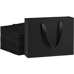 BagDream Black Gift Bags 25 Pack 10.6x3.1x8.3 Heavy Duty Kraft Paper Bags with Handles for Boutique, Wedding Party Favor Bags, Grocery Retail Merchandise Bags Medium Gift Paper Sacks