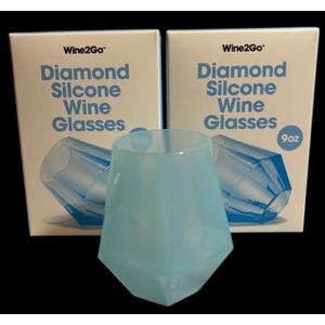 Wine2Go Diamond Silicone Wine Glasses 9oz Pack Of 2