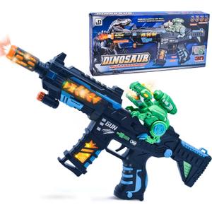 Light Up Toy Gun - Retractable Dinosaur & LED Lights & Sound Effect & Barrel Telescopic Actions - Pretend Play Props Toy Machine Guns Toys, Christmas Birthday Gifts for Boys Kids