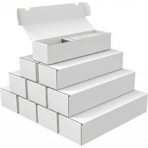 Trading Card Storage Box, 10-Pack 1100 Count White Corrugated Cardboard Bulk Sports Storage Box for TCG/Magic/Mtg Basketball Cards, Collectible Trading Cards