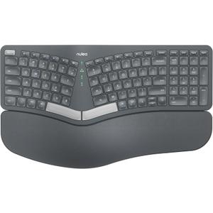 Nulea RT05B Bluetooth Ergonomic Split Keyboard, Wireless USB-C Rechargeable with Cushion Wrist Rest, Compatible Windows Mac (D-Grey)