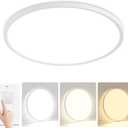 15'' Led Flush Mount Ceiling Light Fixture, 32W 3200LM, Dimmable & 3000K/4000K/6500K Selectable, Modern White Ceiling Lamp for Bedroom, Kitchen, Home Office, Hallway, Wired