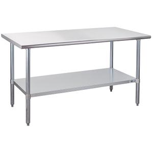 Profeeshaw Stainless Steel Prep Table 60x30 Inch NSF Commercial Work Table with Undershelf Heavy Duty Table for Kitchen Restaurant Home Hotel (No Backsplash)