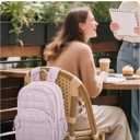 BAGSMART College Laptop Backpack, Travel Backpack for Women, Quilted Casual Daypack, Water-Resistant Bookbag for 15.6 Inch Laptop, Lavender