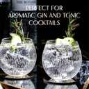 Vintage Art Deco Gin and Tonic Balloon Glasses | Set of 4 | 13.5 oz Stemless Crystal Copas for Drinking Gin Cocktails | Retro Gift Goblets for Gin Lovers | Bubble Cups for Bar Drinks