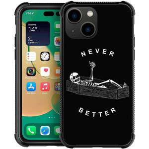ZHEGAILIAN Compatible with iPhone 14 Plus Case, Never Better Skeleton Cases, Tempered Glass Back+Soft Silicone TPU Shock Protective Case for Apple