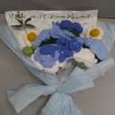 Completed Blue Crochet Flowers Bouquet, Handmade Knitted Bouquet, Crochet Artificial Flowers for Mother's Day, Graduation, Birthday, Wedding, Home Decor, Gifts (Blue Rose)
