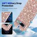 Glitter Case for Google Pixel 9/9 Pro Phone Case for Women Girls, Slim Ultra Thin Matte Back Shockproof Protective Cover for Google Pixel 9/9 Pro 5G Crystal Bling Case (Rose Gold)