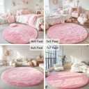 OLANLY Pink Round Rugs for Bedroom - Machine Washable, 4 ft Circle Area Rugs for Living Room, Soft and Fluffy Shaggy Carpet for Teen Girls and Boys, Nursery Rooms, Dorms, Home Decor Aesthetic
