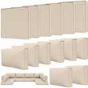 Tounosnt 14 Pcs Outdoor Patio Cushion Covers, Replaceable Waterproof Furniture Covers, Outdoor Non-Slip Covers with Zippers, Couch 3 Sizes for Backyard Garden, Covers Only, Cream