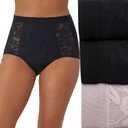 Bali womens Breathe Underwear, High-rise Briefs, Breathable Cotton Modal Lace Panties, 3-pack (8, Black/Black/Gloss)