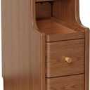 Narrow Nightstand with 3 Drawers,Solid Wood Small Nightstand Walnut, Modern Small Bedside Tables for Bedroom(Fully Assembly) (Walnut)