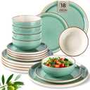 GBHOME Ceramic Dinnerware Sets, 18 Pieces Stoneware Dinnerware Set, Plates and Bowls Sets, Dishwasher & Microwave Safe,Dishes Set | Service for 6 (Light Blue)