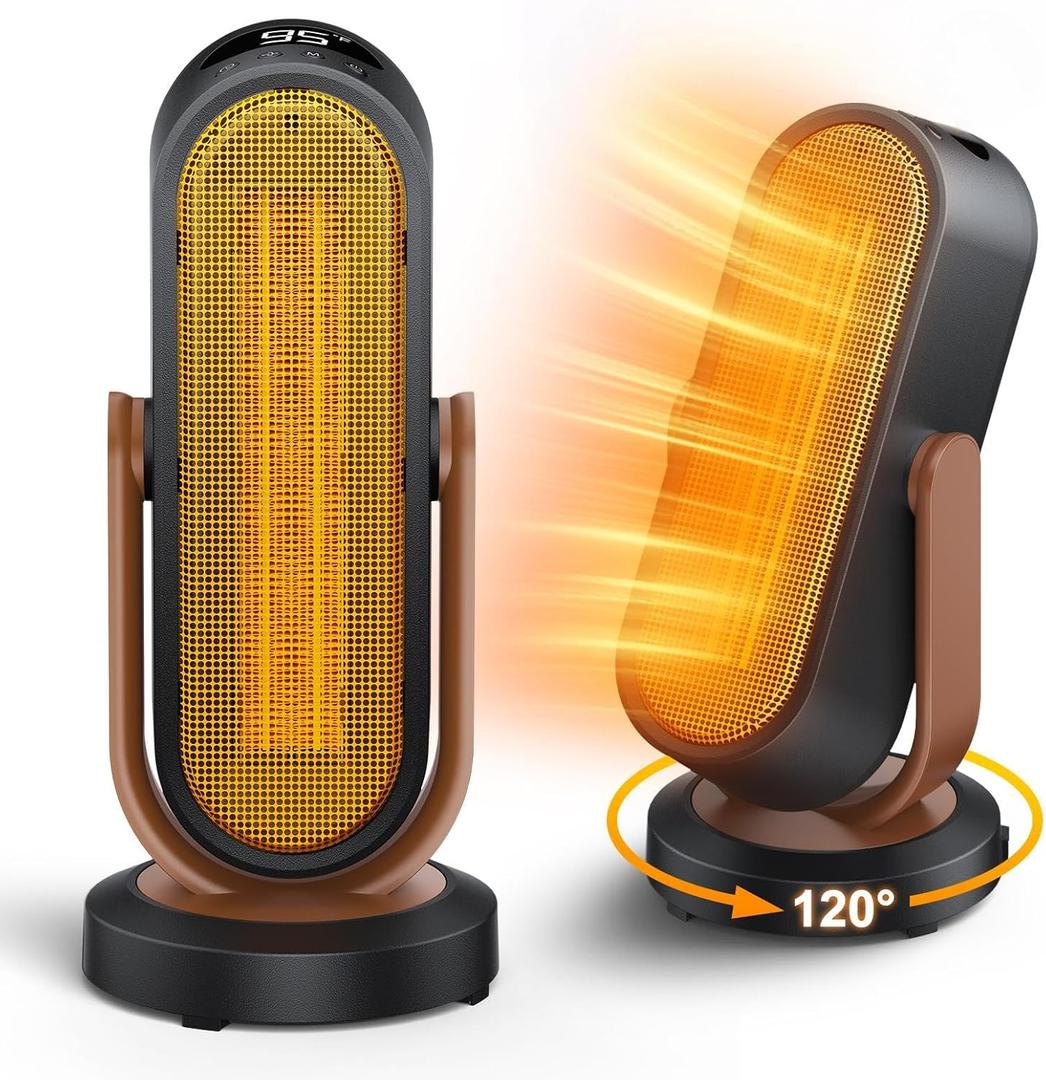 Space Heater, 1500W Electric Heaters for Indoor Use, PTC Ceramic Portable Heater with Remote and Thermostat, 55 Vertical & 120 Horizontal Oscillation, 2-8H Timer, Fast Safety Heater for Office Home