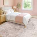 Hazo Haus Modern Pink and Grey Rugs for Bedroom Girls - Abstract 6x9 Area Rug for Living Room, Dining Room Under Table, Thin & Soft Washable, Print Distressed Medallion Pattern