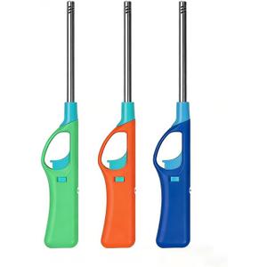 Refillable Butane Lighter,Long Stem BBQ Lighter,3 Pack Multipurpose Lighters (No Butane Fuel Inside)