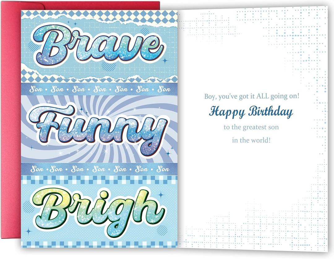 4 x Birthday Card for Son, Funny Birthday Card Gift for Adult Sons from Mom Dad Parents