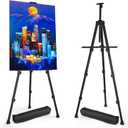 Art Painting Display Easel Stands - Portable Adjustable Aluminum Metal Tripod Artist Easels with Bags, Height from 17" to 66", Extra Sturdy for Table-Top/Floor Painting, Drawing, and Displaying, Black
