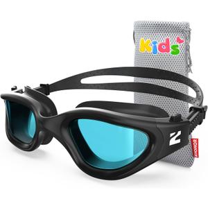 ZIONOR Kids Swim Goggles, G1MINI SE Anti-Fog Swimming Goggles for Kid Child 6-14 (B0 Clear Blue Lens - Allblack)