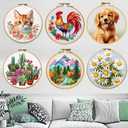 Generic Cartoon Simple Figure Sea Turtle 11CT Stamped Cross Stitch Kits with Hoop Easy for Beginners Child Needlepoint Counted Embroidery Kits Art Craft Wall Decor 12x12IN(4)