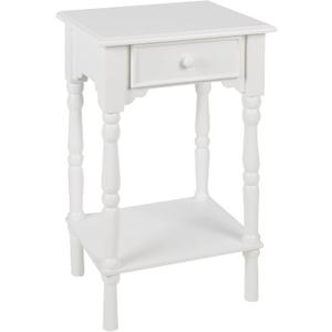 Decor Therapy Jane 1-Drawer Accent Table, Satin White 14"D x 17"W x 26"H