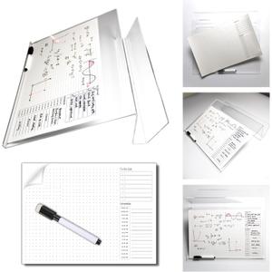 SILLY MONKEY Ergonomic Writing Slant Board Set w/Dry Erase Sticker Sheet & Whiteboard Pen Integrated Tablet and Book Holder Clear Acrylic Writing Slope (Upgraded)