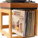 HomeBuddy Vinyl Record Storage - 1x Record Player Holder for Albums - Wooden Record Crates for Vinyl, Holds up to 75 LPs - Storage Box and Music Player Stand with Rack Shelf for Albums and Accessories