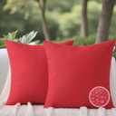 Outdoor Throw Pillows with Inserts, Waterproof Pillows for Outdoor Seating, Square Decorative Garden Cushion for Patio Furniture, Bed, Couch, Sofa(Red, 18" x 18" (Pack of 2))