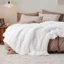 Faux Fur Fluffy Sherpa Fleece King Bed Blanket White