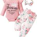 Mikccer Baby Girl Clothes,Newborn Girl Outfit Long Sleeve Ruffle Romper Floral Long Pants Headband ,Fall Winter Clothing, 3-6M