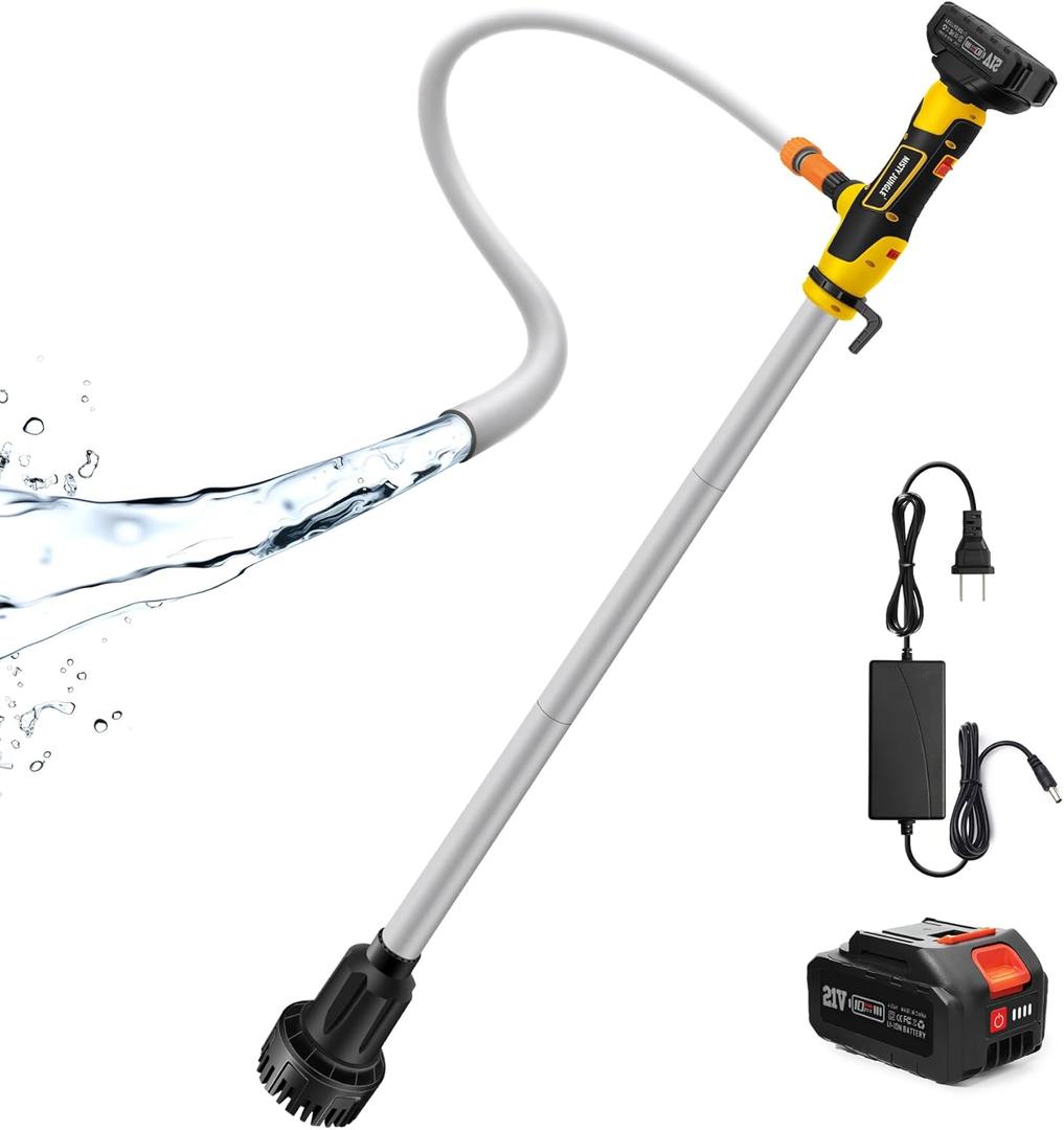 Cordless Stick Water Transfer Pump, Water Pump with 21V Battery Compatible with Makita 18V Battery,720GPH, Max Head Heicht 33 FT, Portable Utility Water Pump for Pool,Garden,Pond,Fish Tank (With Battery)