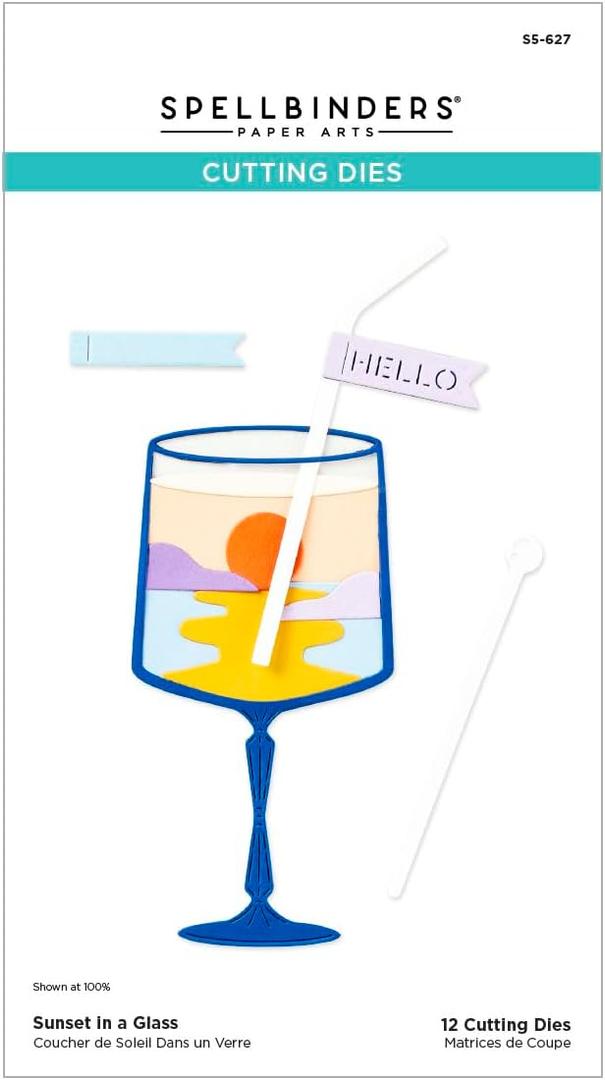 Spellbinders S5-627 Sunset in a Glass Etched Dies from The Happy Hour Collection