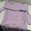 CYCLAMEN Off-Shoulder Maternity Sweater Dress Rib Knit Long Sleeve Dresses with Side Slit Pregnancy Clothes Baby Shower (X-Large, Purple)