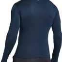 FitsT4 Sports Men's Thermal Shirt Fleece Lined Mock Neck Base Layer Tops (Medium, Navy)