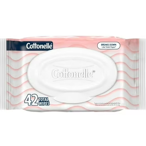 Cottonelle Fragrance Free Flushable Wet Wipes, Adult Wet Wipes, 16 Flip-Top Packs, 42 Wipes Per Pack