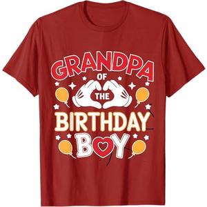 Grandpa of The Birthday Boy Family Party Decor Grandson T-Shirt Red Small
