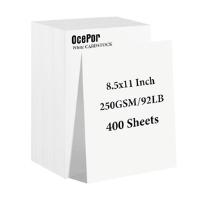 OcePor 400 Sheets White Cardstock 8.5” x 11”, 92lb/250gsm Card Stock, Thick Card Stock Paper, Heavy Cardstock Paper for Printer, Resume, Scrapbooks, Art, Crafts, Business Cards