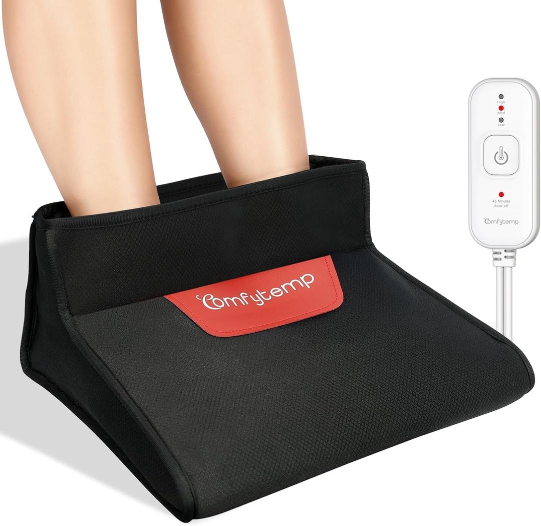 Comfytemp Electric Heated Foot Warmer for Men and Women, 3D Foot Heating Pad for Cold Feet & Ankles Comfort, Dry Heat Feet Sanua Under Desk Warmer 45 Min Auto Shut Off with 3 Heat, Office Home Winter