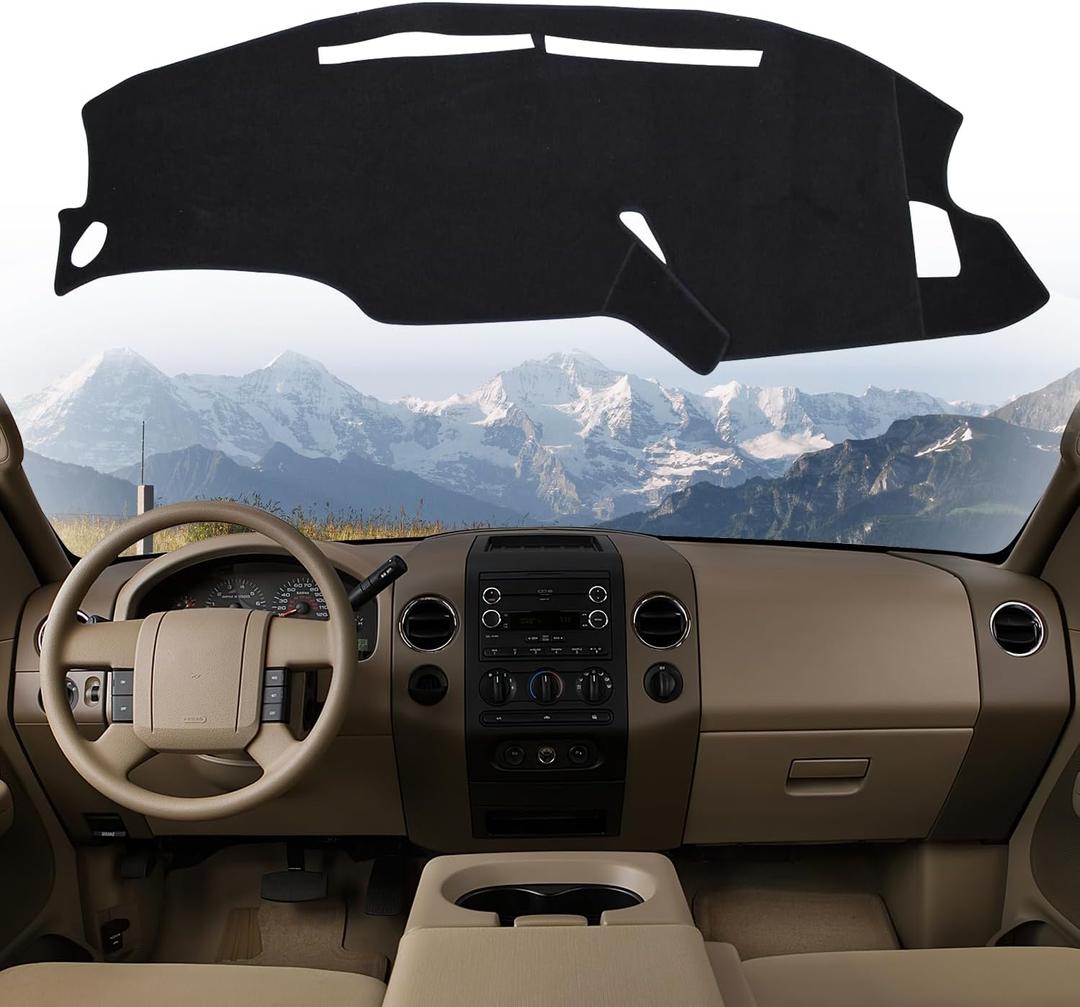 Dashboard Dash Cover Mat for Ford F150 2004 2005 2006 2007 2008 Polyester Custom Fit Ford F-150 F 150 Dash Cover (F150 2004-2008, Black)