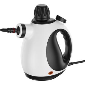 Handheld Steam Cleaner, Pressurized Steam Cleaner with 9pcs Accessories & Safety Lock (350ml White)