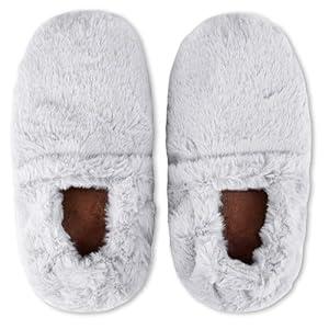 Leonns Microwavable Slippers - Heated Booties for Women and Men | Heated Foot Warmers for Feet in Bed, Reusable & Cozy Foot Warmer for Bed | Soothing Warmth & Comfort for Cold Feet (Medium, Light Grey)