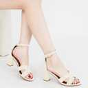 Heels for Fashion Women Wedding: Apricot 7.5 Comfortable Womens Heeled Sandals for Party - Dressy Prom Ladies Buckle Shoes