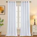Pure White Curtains for Bedroom Living Room, 2 Panels Set, W50 x L90 Inch