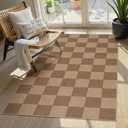 Lahome Colette Checkered Easy Jute Entryway Rug, Washable Rugs 3x5 for Living Room Farmhouse Carpet, Non Slip Indoor Outdoor Door Mat Checkerboard Throw Carpet for Entry Patio Guestroom Deck